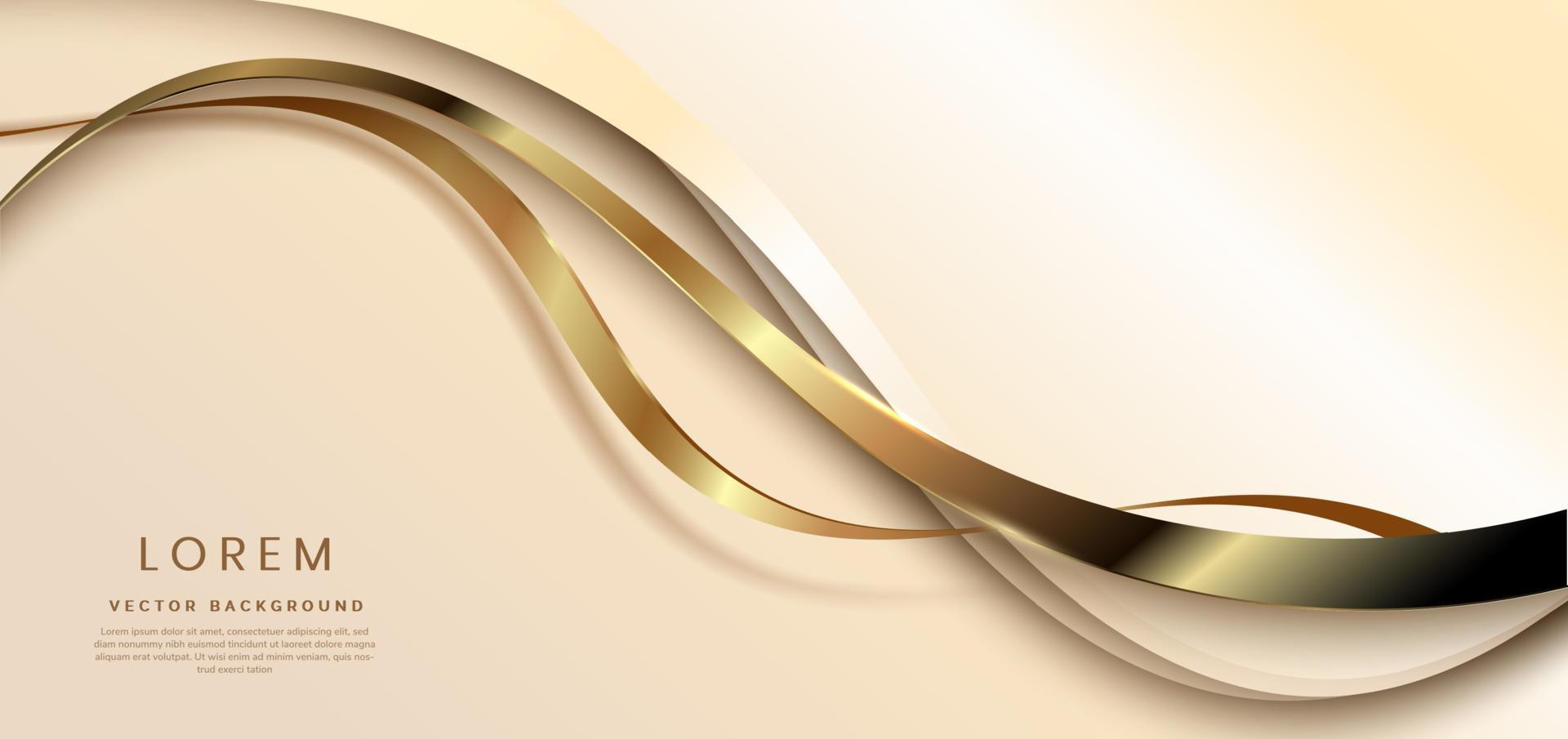 abstracte gouden curve lijn luxe op donkere bruine achtergrond met kopie ruimte voor tekst. u kunt sjabloon, omslagontwerp, flyer gebruiken. vector illustratie