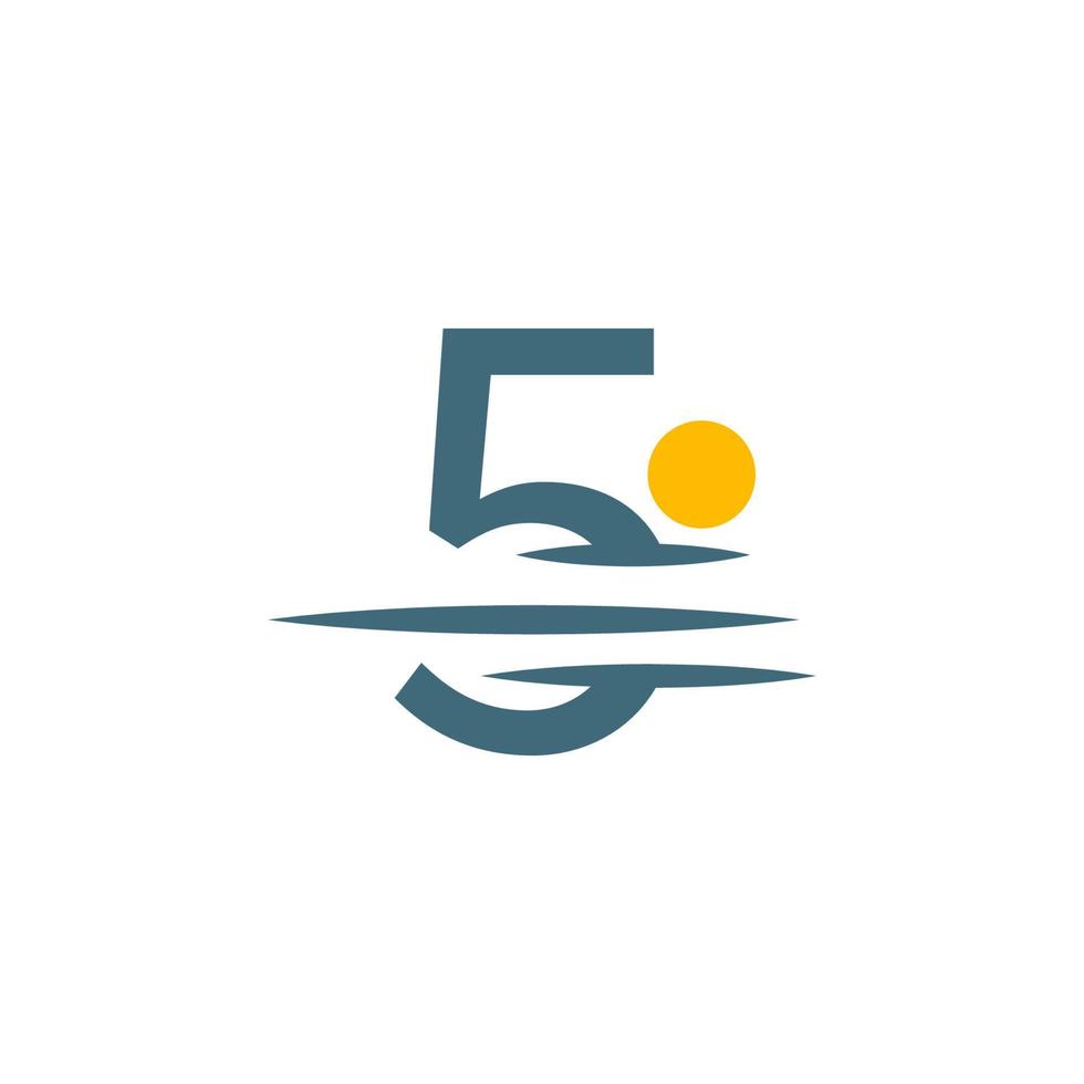 logo icoon nummer 5 met zonsondergang icoon ontwerp vector