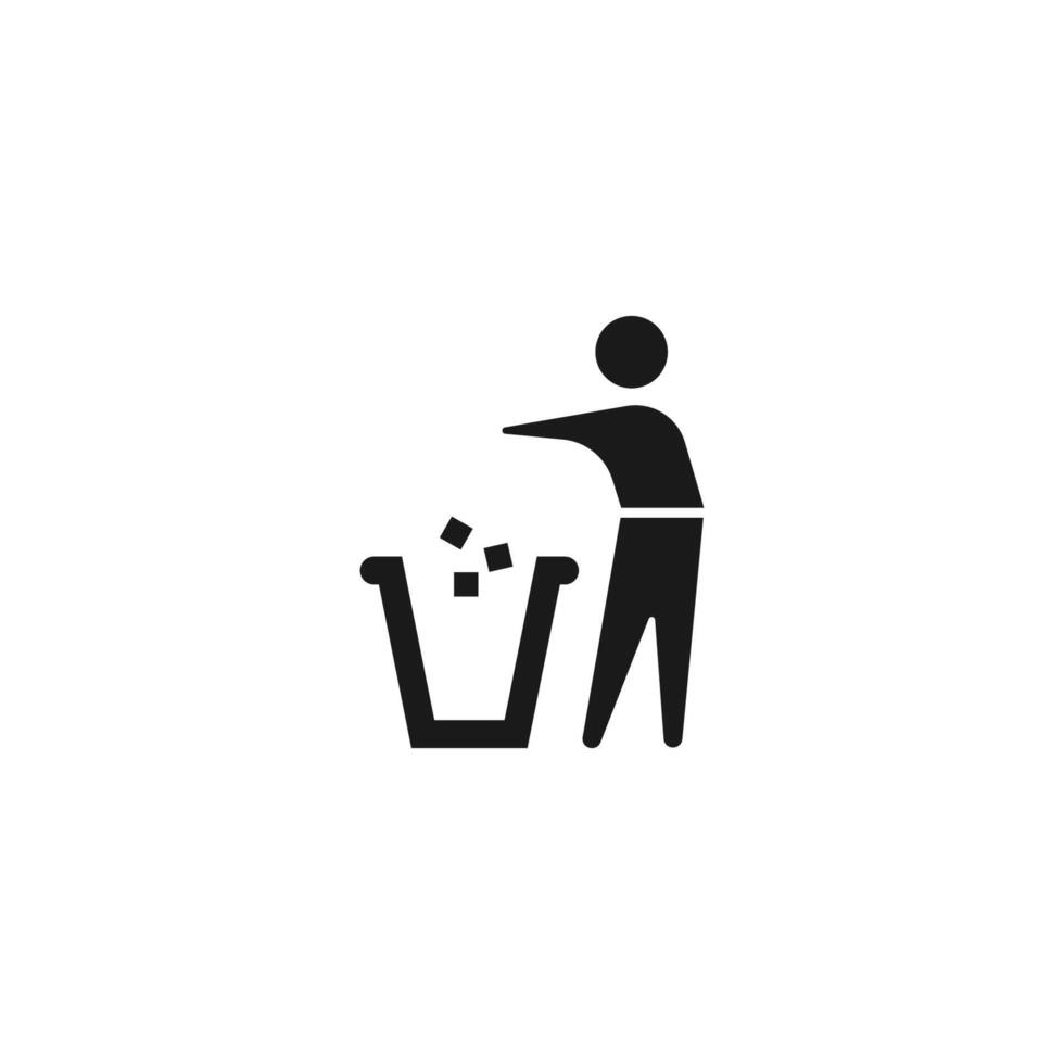 prullenbak en man pictogram vector