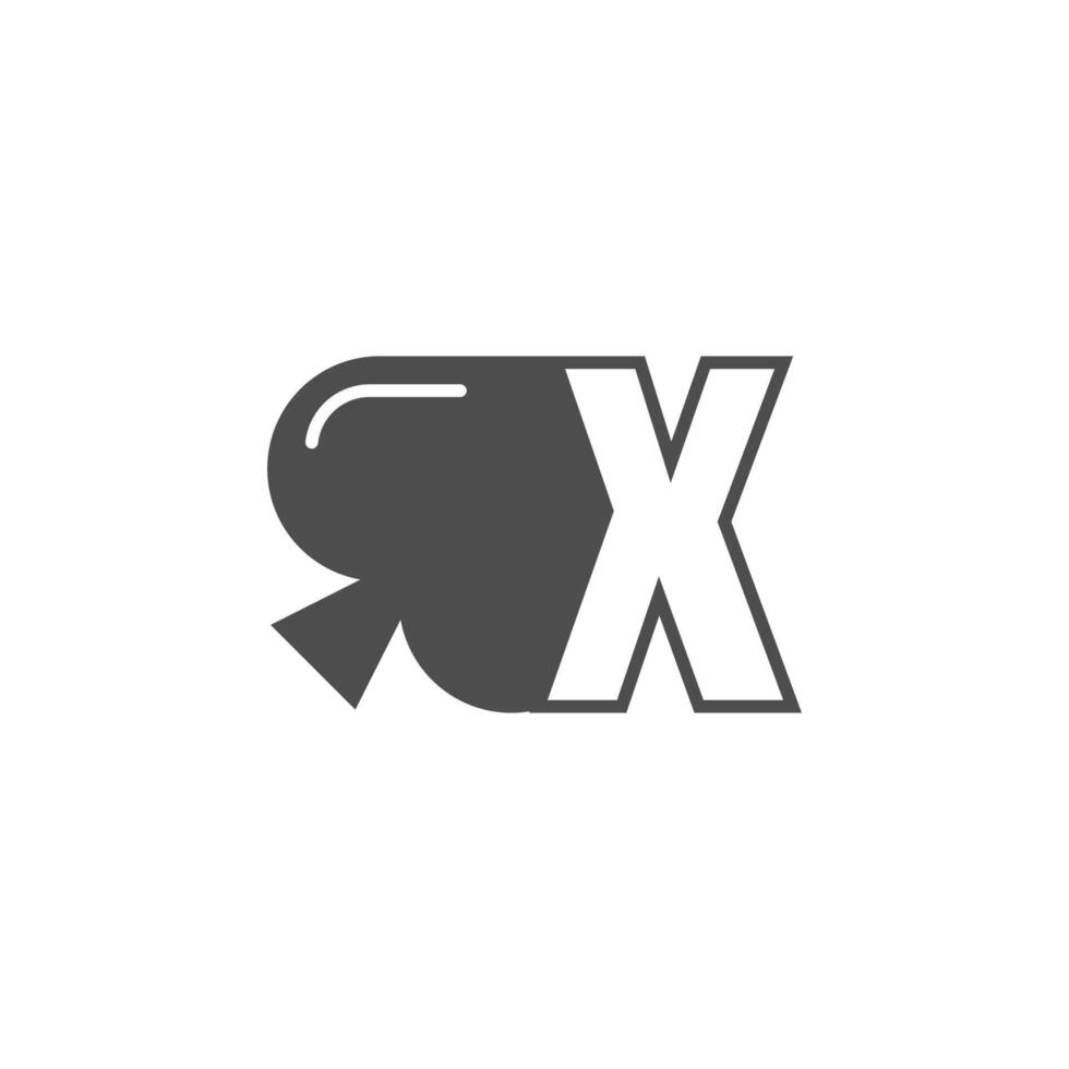 letter x-logo gecombineerd met schoppenpictogramontwerp vector