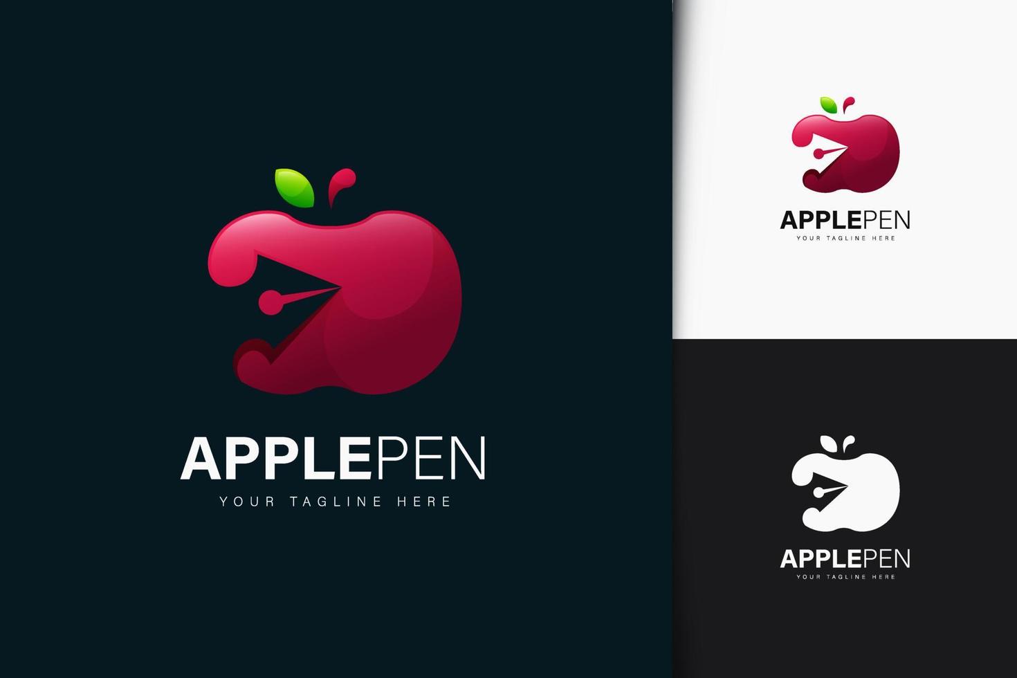 Apple pen-logo-ontwerp met verloop vector