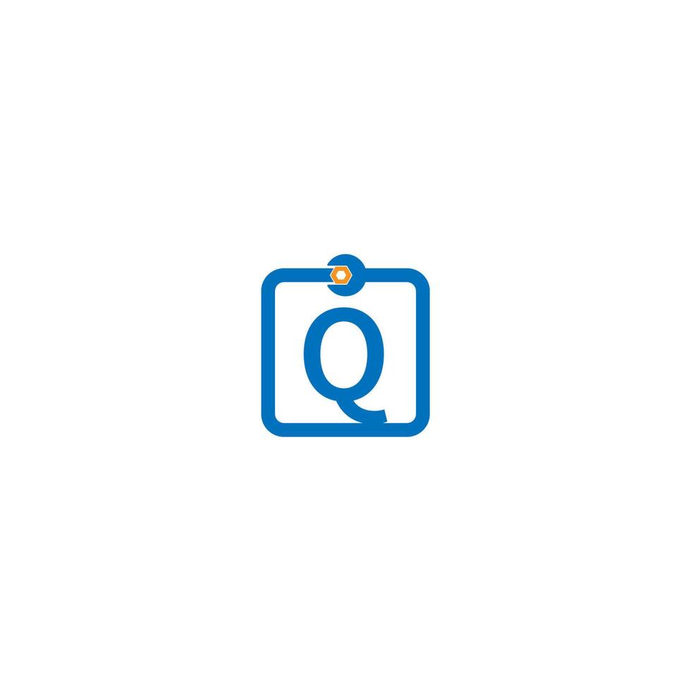 letter q-logopictogram dat een moersleutel- en boutontwerp vormt vector