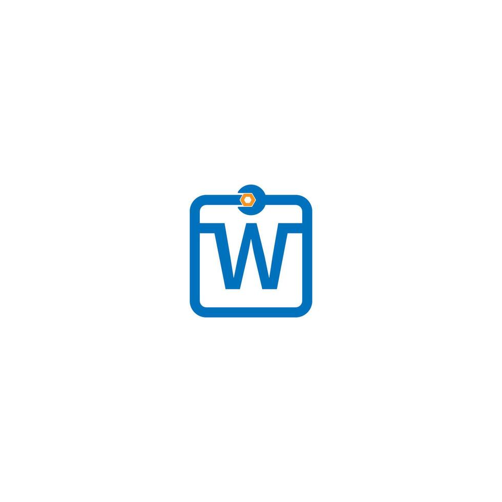 letter w-logopictogram dat een moersleutel- en boutontwerp vormt vector