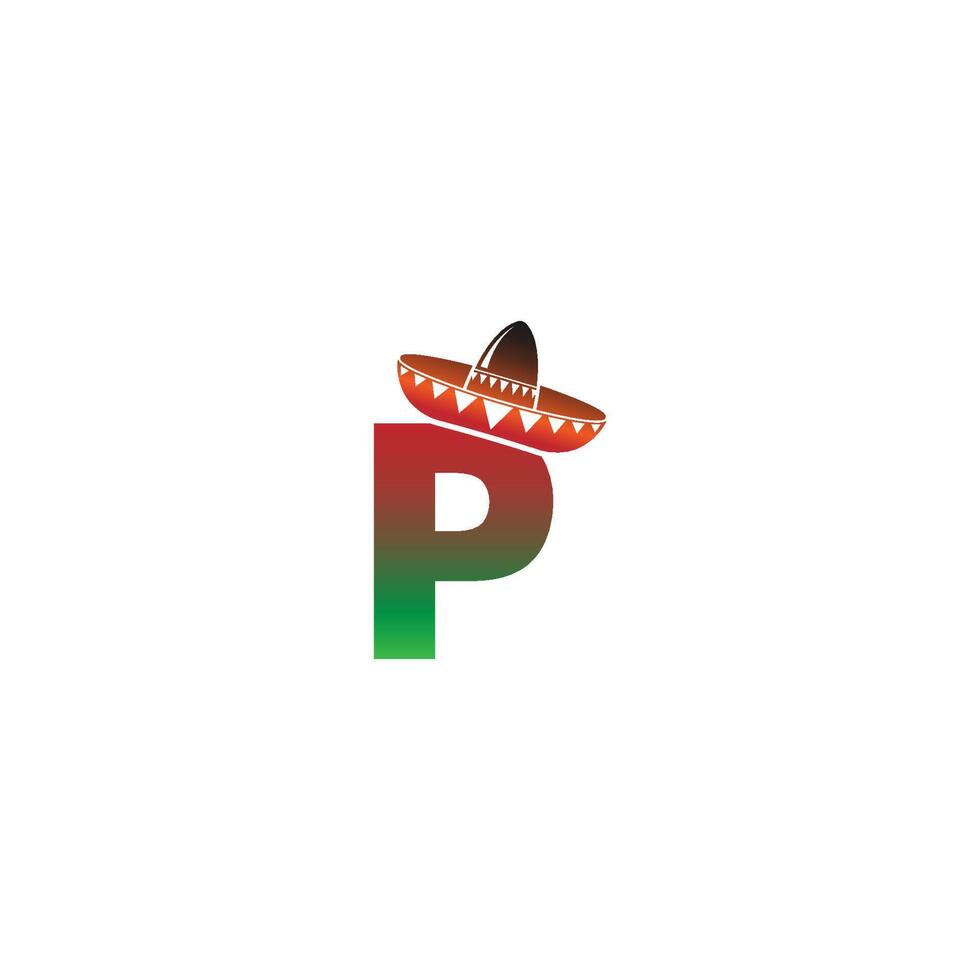 letter p mexicaanse hoed conceptontwerp vector