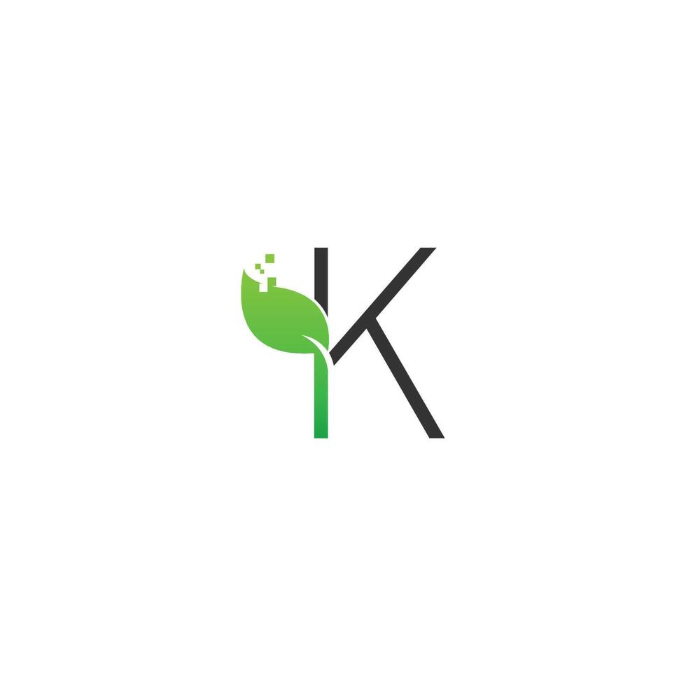 letter k logo blad digitaal pictogram ontwerpconcept vector