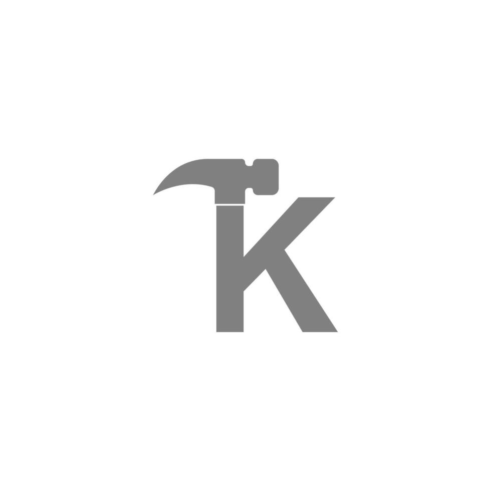 letter k en hamer combinatie pictogram logo ontwerp vector