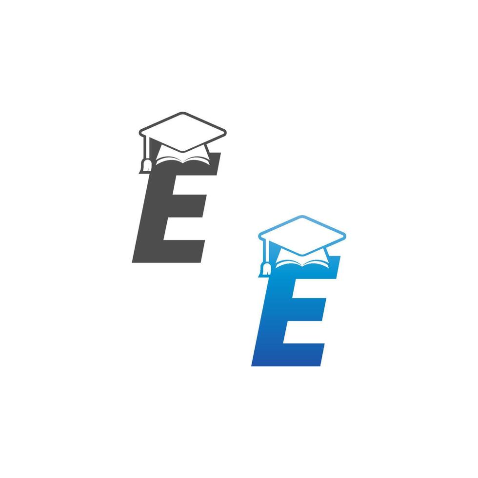 letter e afstuderen pet conceptontwerp vector