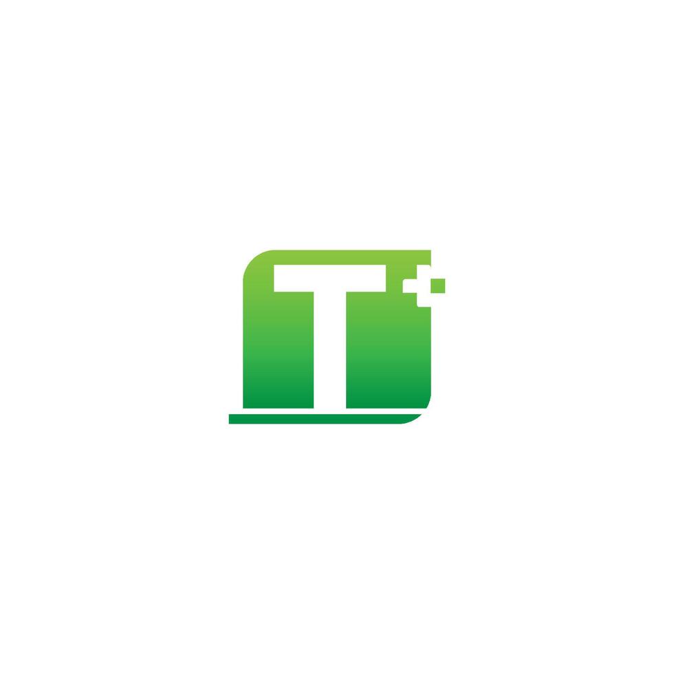 letter t-logopictogram met medisch kruisontwerp vector
