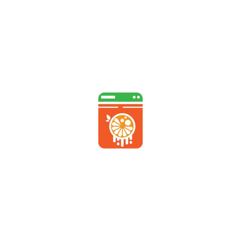 wassen logo loundry met oranje fruit vector