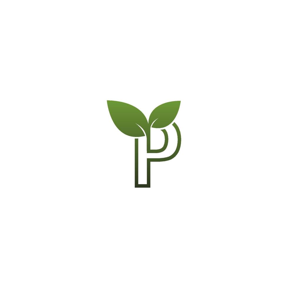 letter p met groen blad symbool logo vector