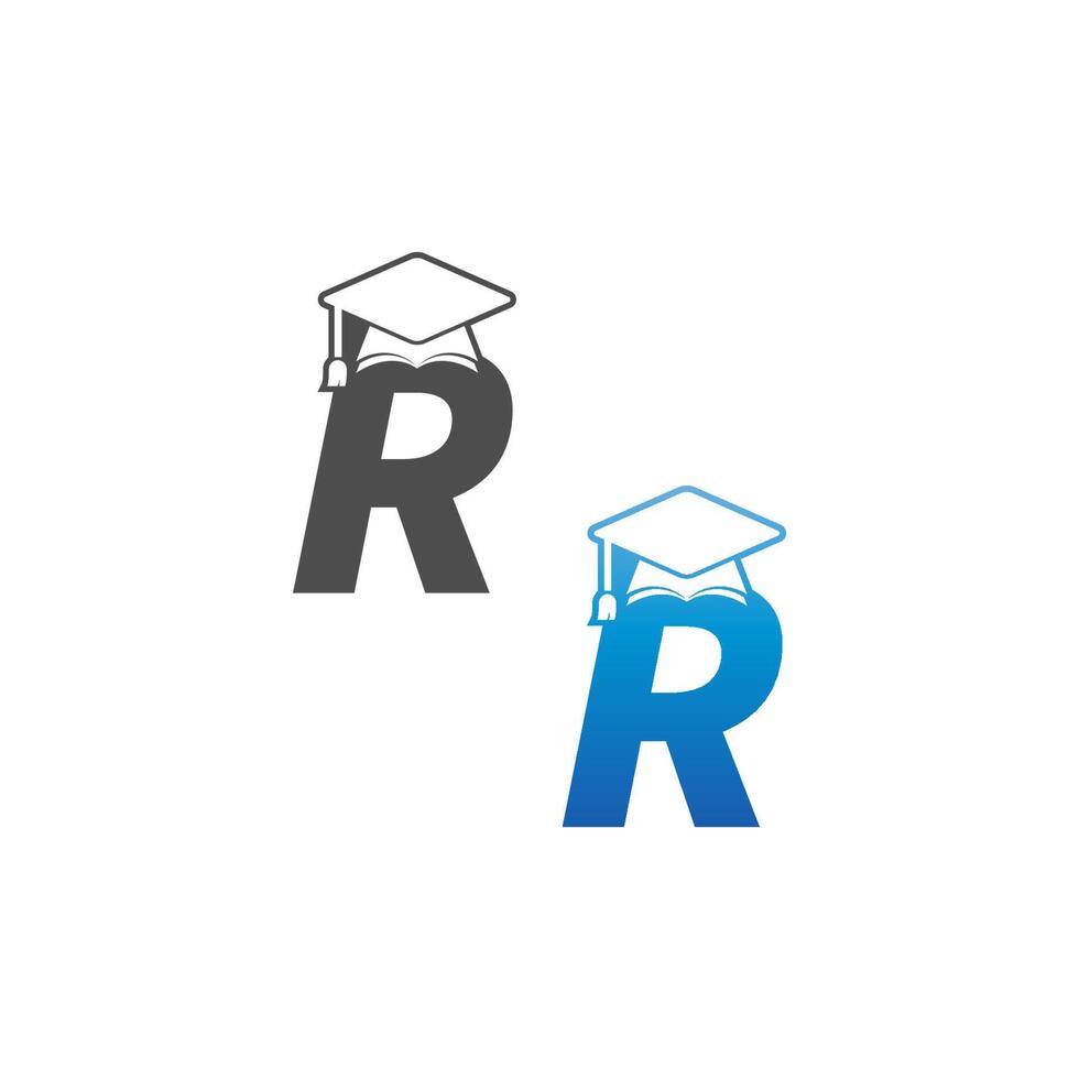 letter r afstuderen pet conceptontwerp vector