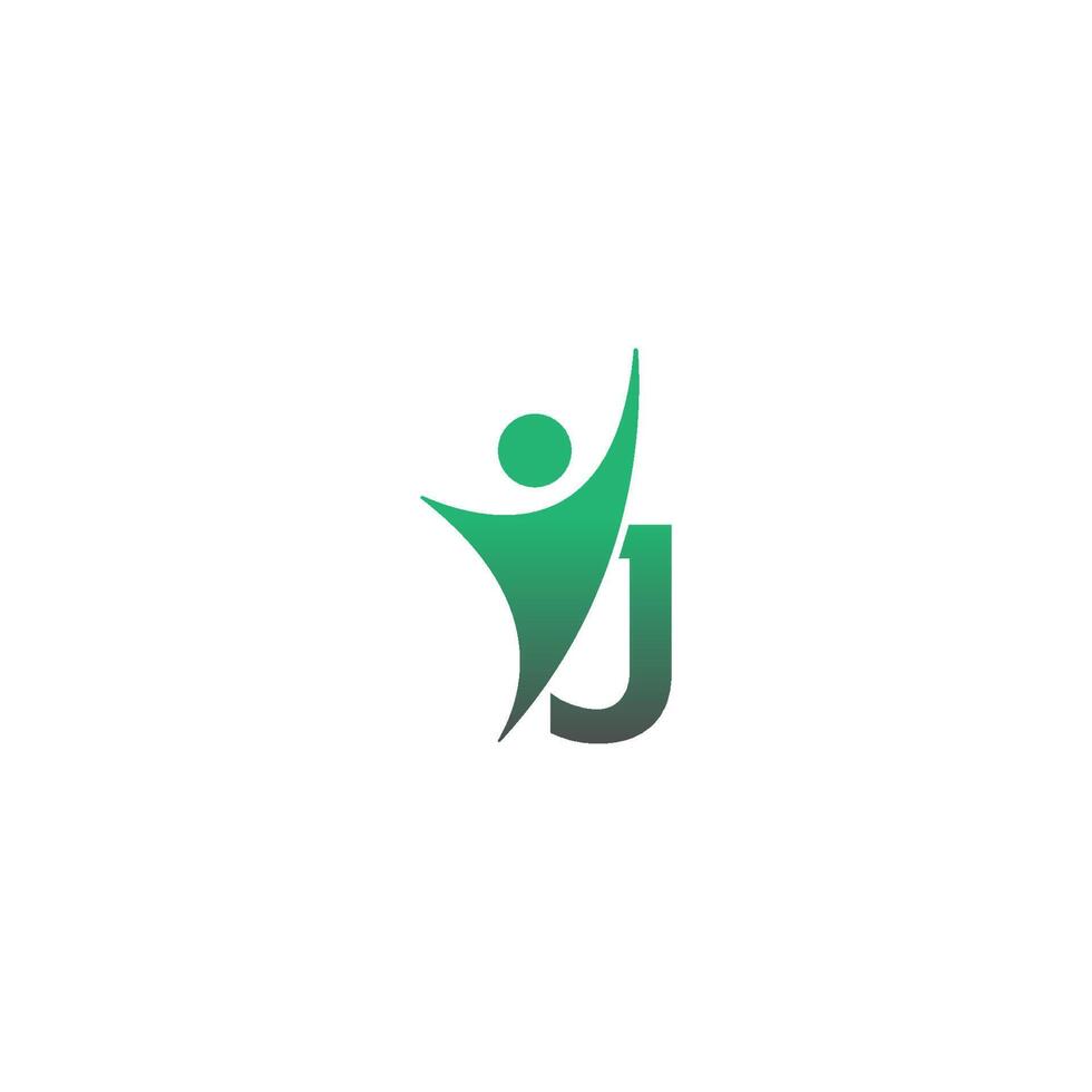 letter j pictogram logo met abstrac sucsess man vooraan, alfabet logo pictogram creatief ontwerp vector