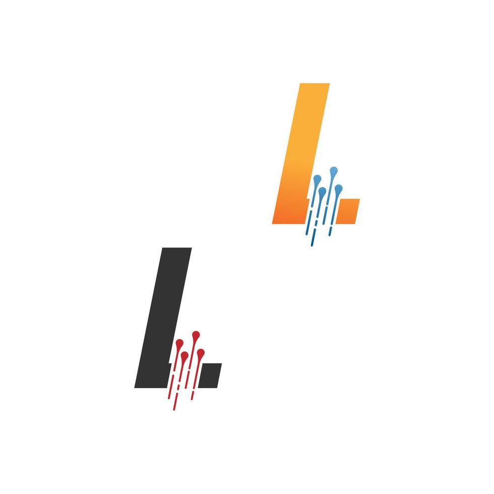 letter l eenvoudig tech-logo met stijlicoon van circuitlijnen vector