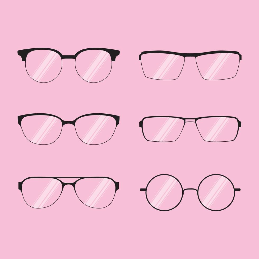 fancy bril silhouetten zonnebril frames met roze bacground vector