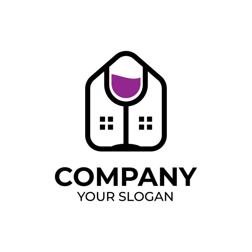 wijn huis logo ontwerp vector