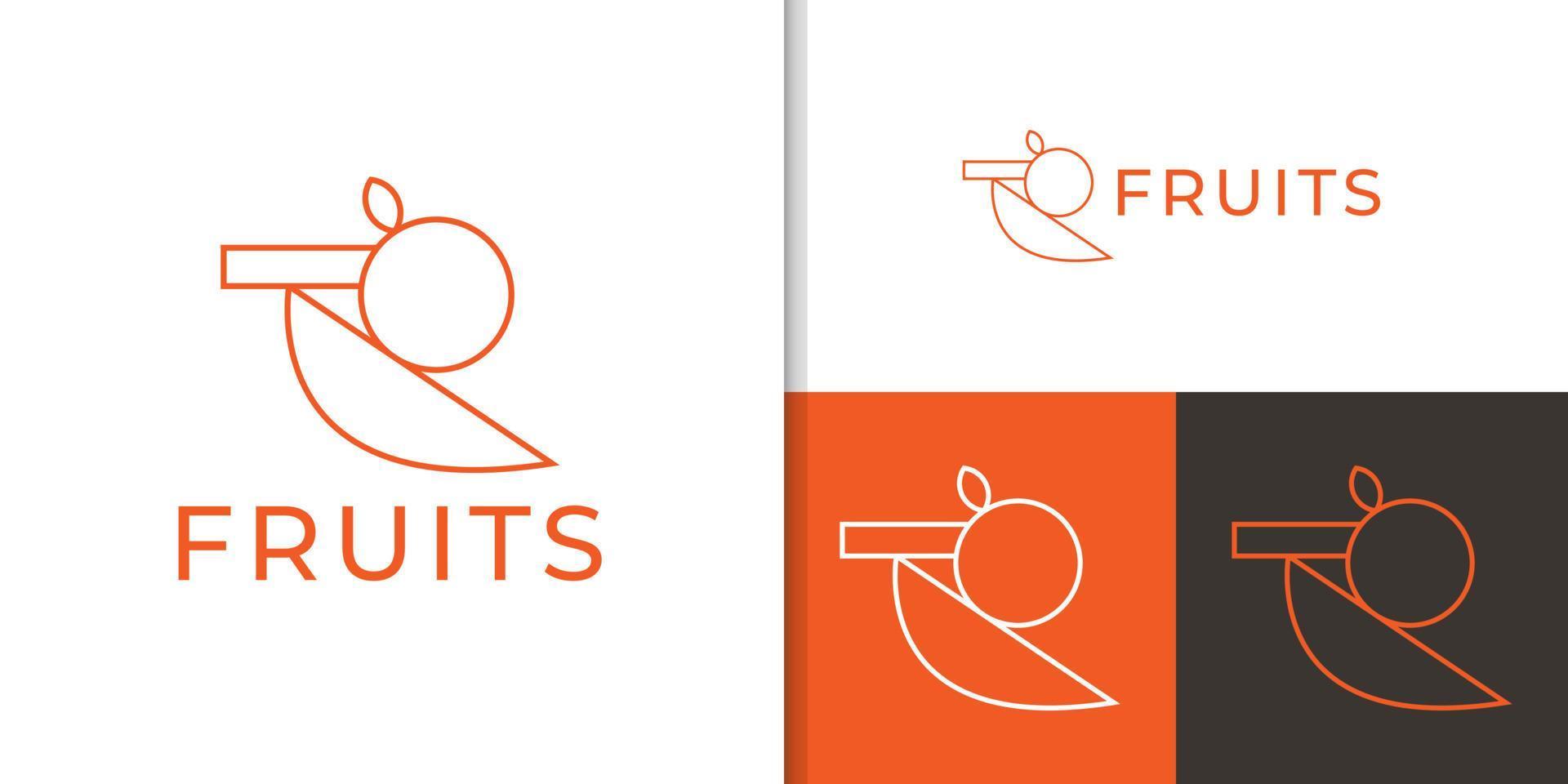 modern lijntekeningen fruit logo vector