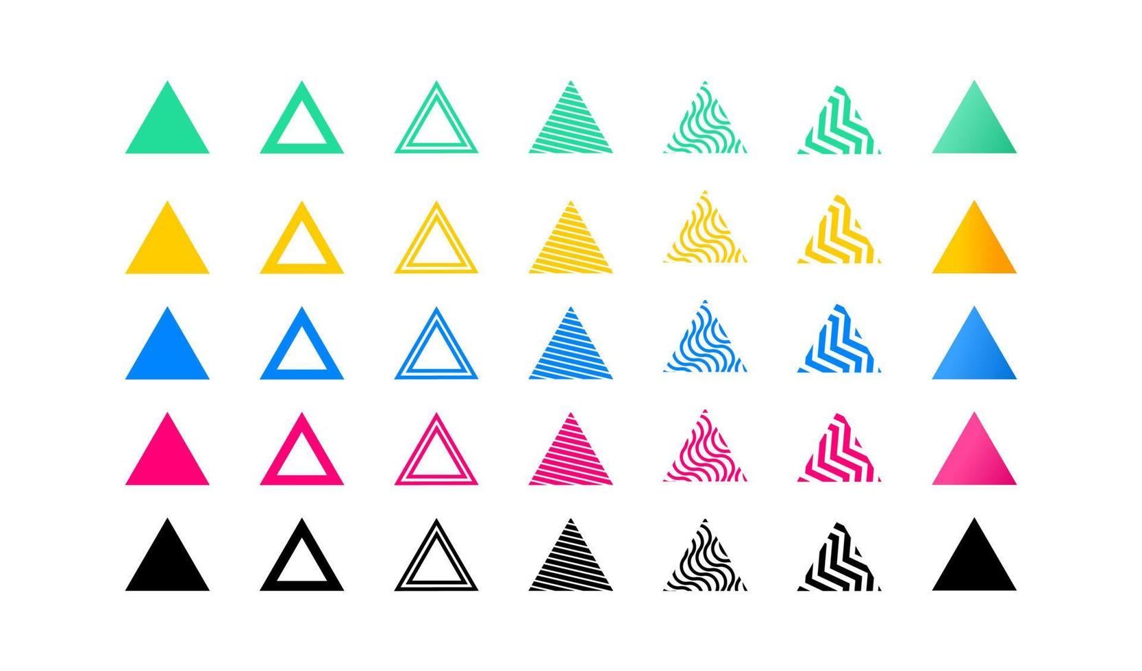 set van driehoek pictogram abstracte symbolen geometrische voor grafische elementen decoratie gradiënt vector