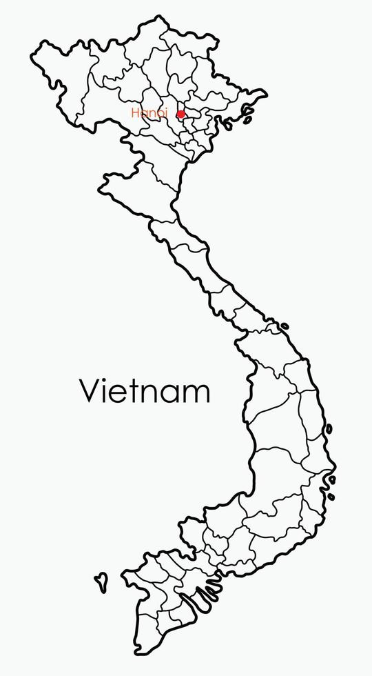 doodle uit de vrije hand tekening kaart van vietnam. vector