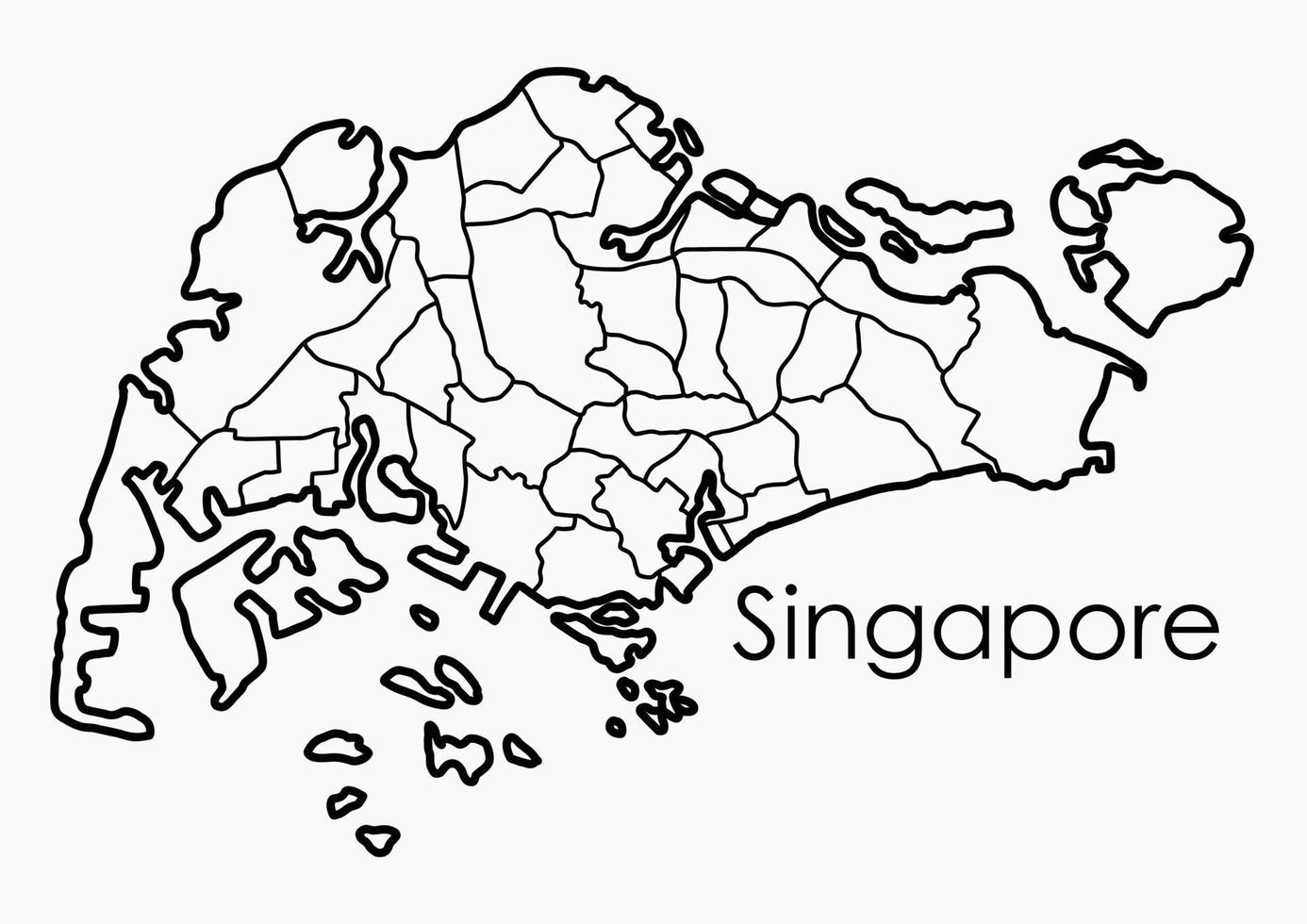 doodle uit de vrije hand tekening kaart van singapore. vector