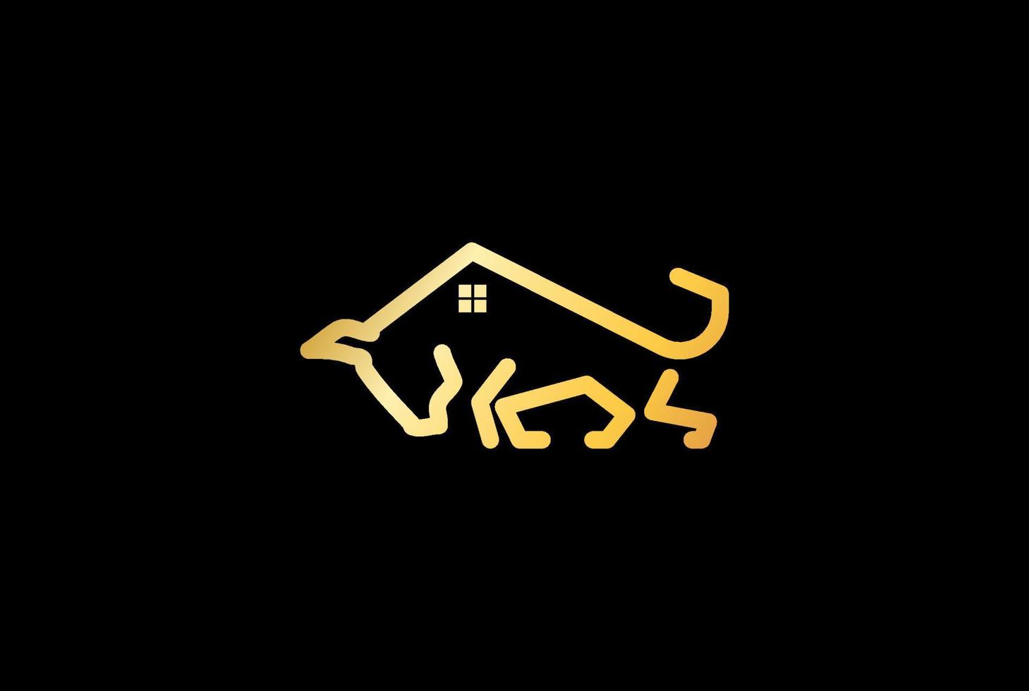 elegante luxe gouden stier longhorn met huis voor onroerend goed appartement onroerend goed hypotheek logo ontwerp vector
