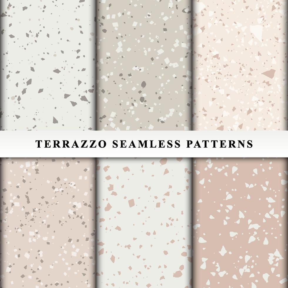 set van terrazzo naadloze patronen vector