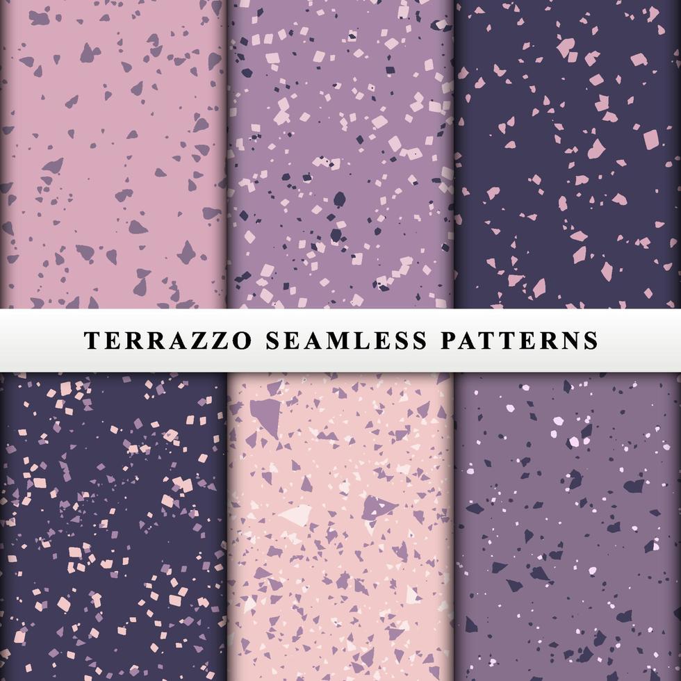 set van terrazzo naadloze patronen vector