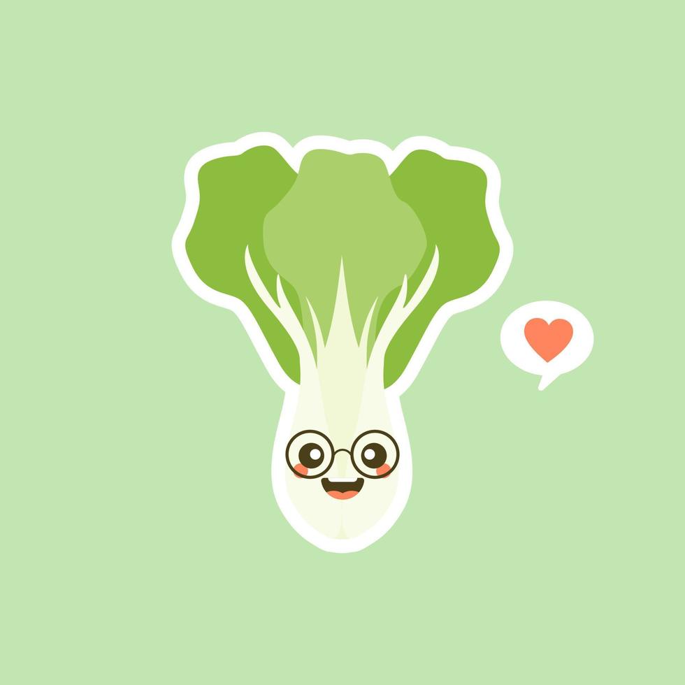 schattig pak choi karakter cartoon mascotte plantaardige gezonde voeding concept geïsoleerde vectorillustratie. paksoi karakter vector