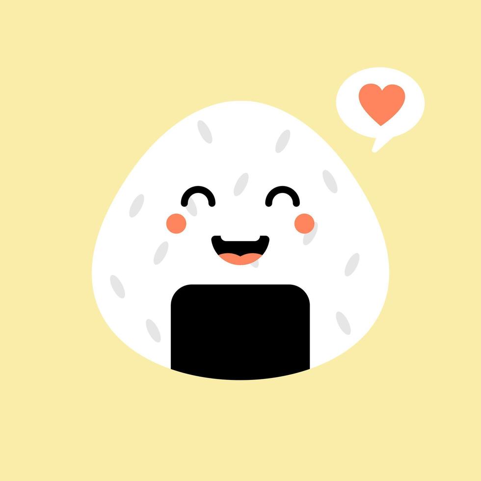 vectorillustratie. onigiri schattig en kawaii karakter logo-ontwerp. Japanse rijstbal. vector