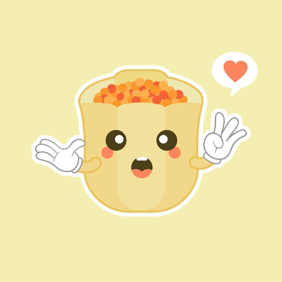 kawaii en schattige Chinese knoedel vectorkarakters. Aziatische schotel met lachend gezicht. traditie van de oosterse keuken. knoedel met vlees, groenten. grappige emoji, emoticon. geïsoleerde cartoon kleur illustratie vector