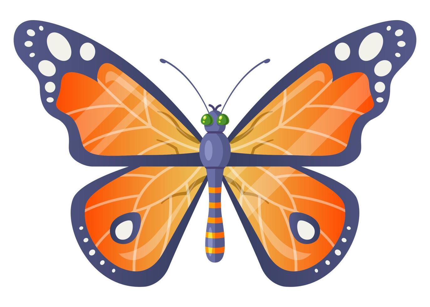 oranje realistische vlinder. lente insect. platte vectorillustratie. vector