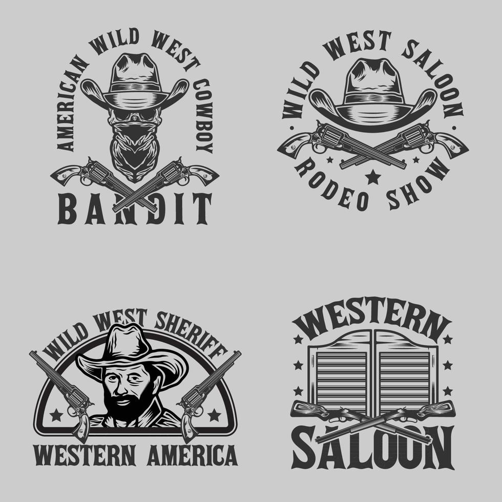 wilde westen cowboys vintage badge vector