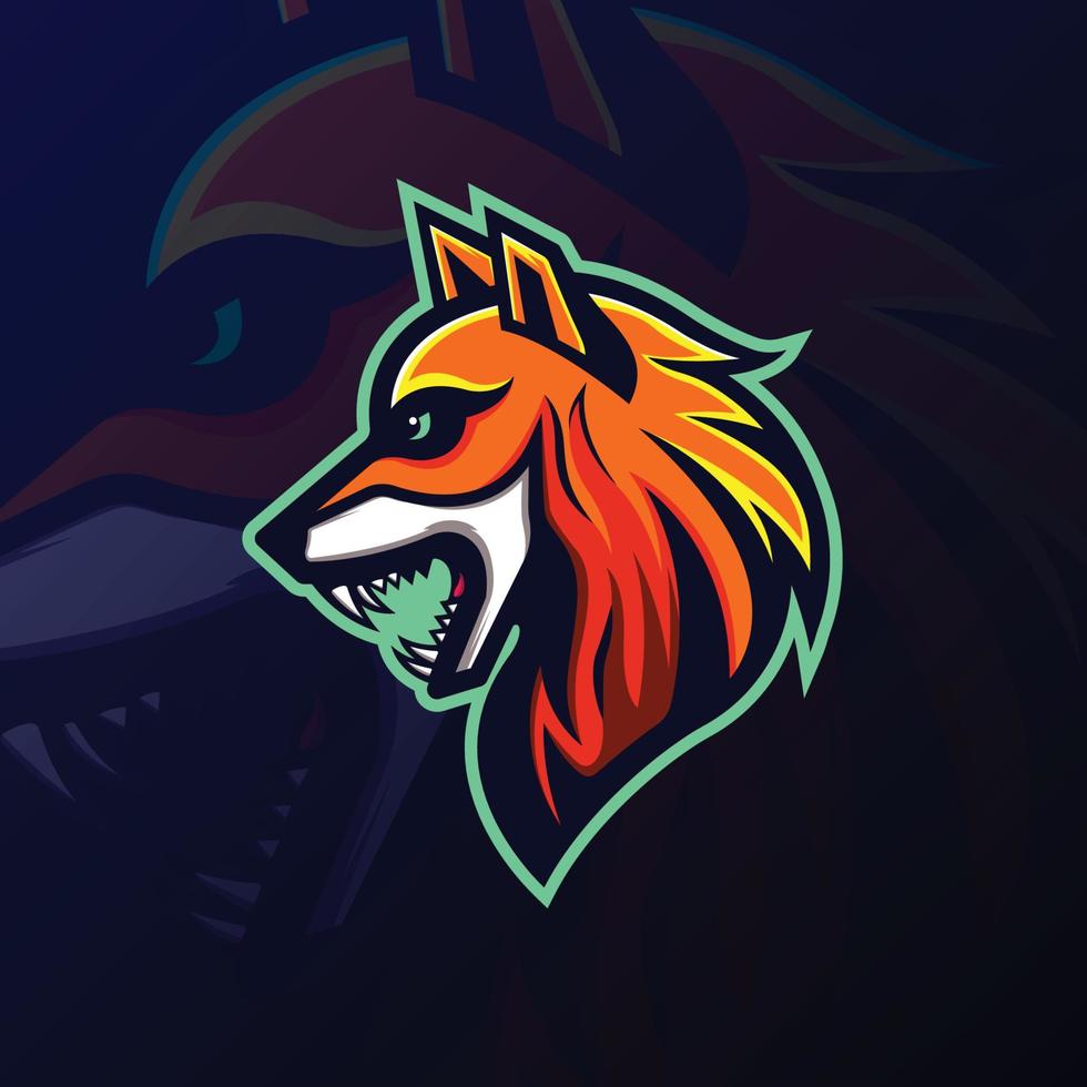 esports wolf mascotte team logo vector