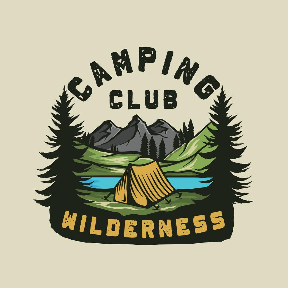 kleurrijk camping wildernis avontuur logo vector