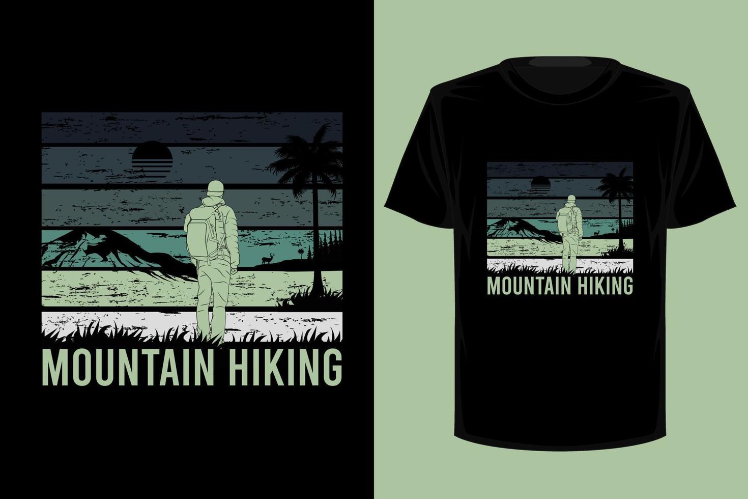 bergwandelen retro vintage t-shirtontwerp vector