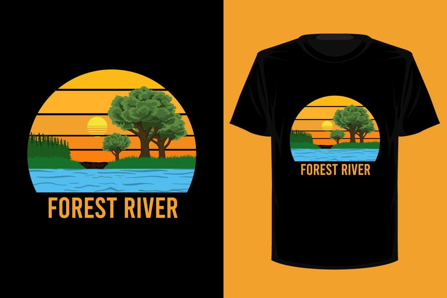 bos rivier retro vintage t-shirt ontwerp vector