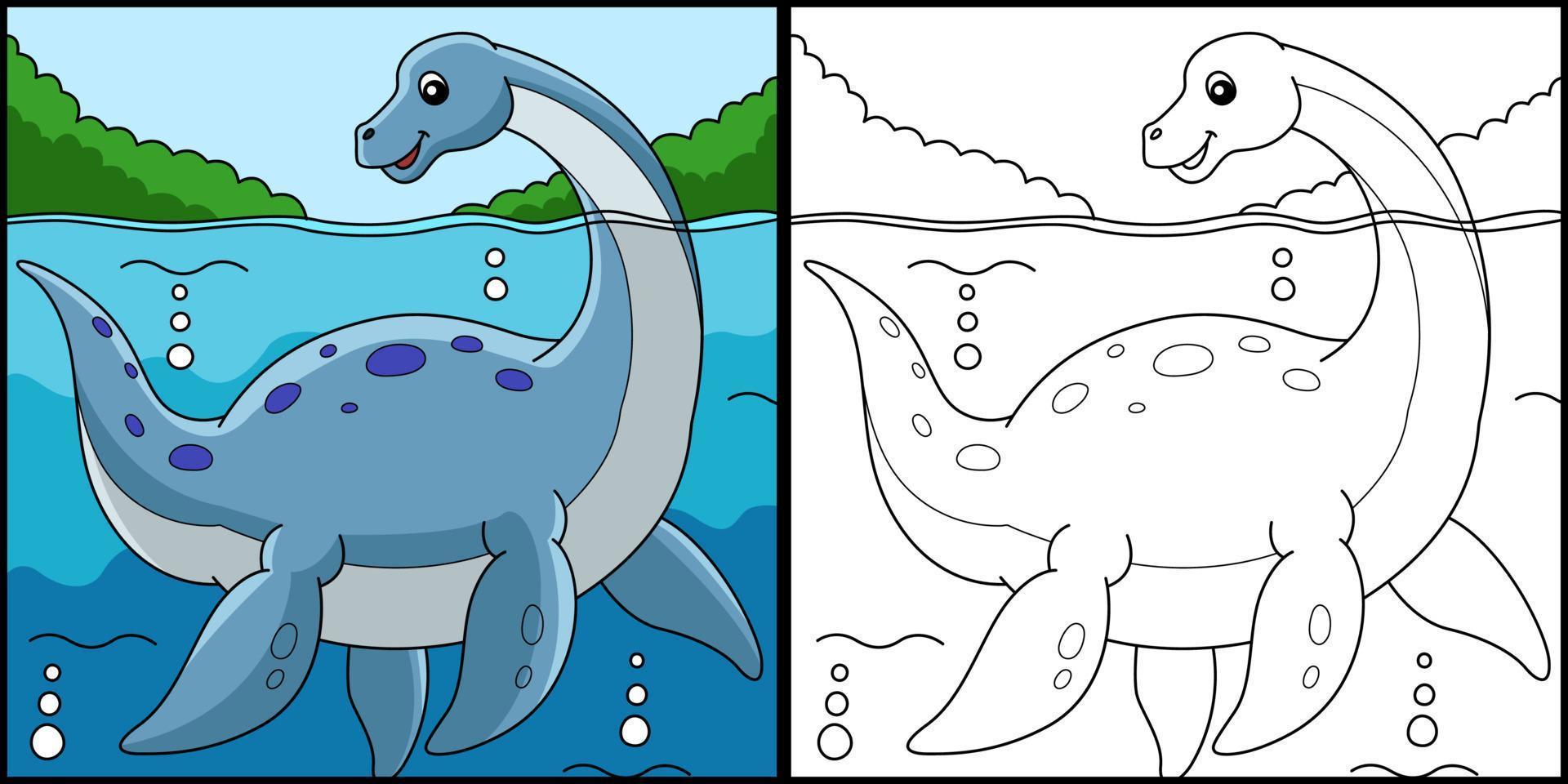 plesiosaurus dinosaurus kleurplaat illustratie vector