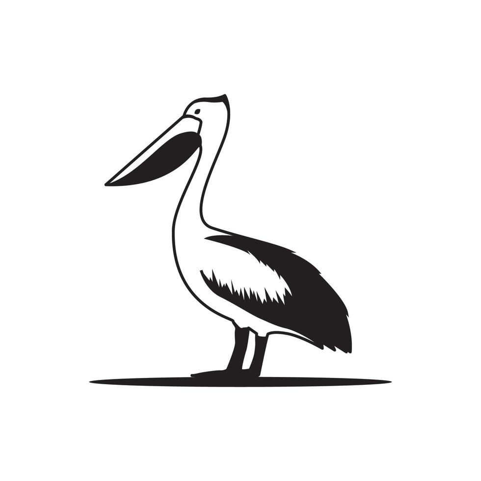 pelikaan watervogel silhouet logo ontwerp grote keel zak pictogram vector symbool overzicht symbool illustratie ontwerp