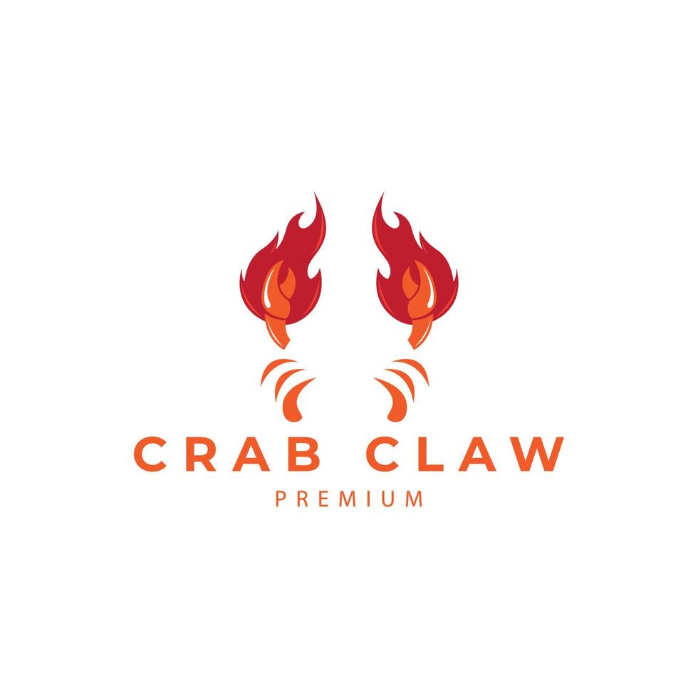 krab klauwen vuur met zeevruchten en restaurant concept logo vector pictogram symbool illustratie ontwerp
