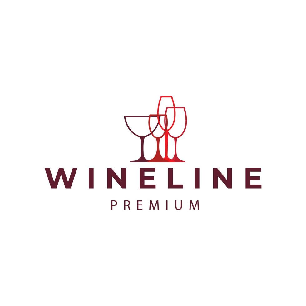 wijnglas met lijn stijl logo vector pictogram symbool illustratie ontwerp