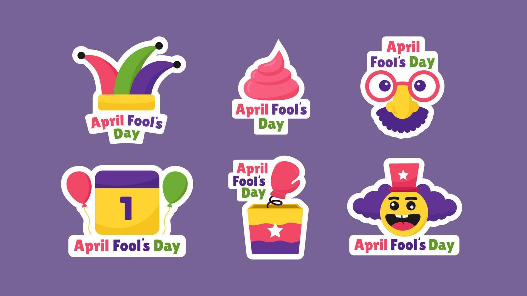 april dwazen dag stickers en labels collectie set vector