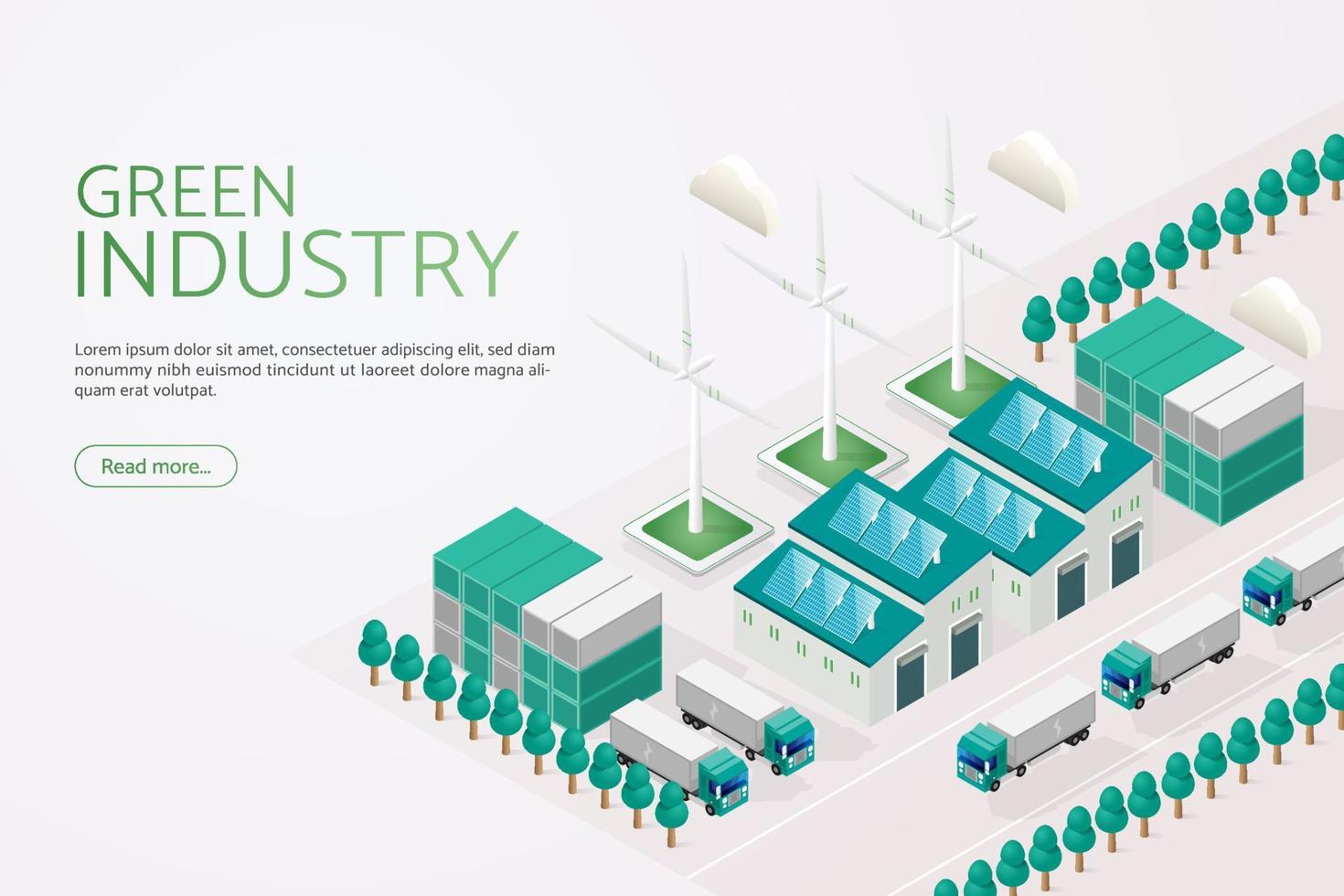 alternatieve elektrische energie en hernieuwbare energie in groene industrie. vector