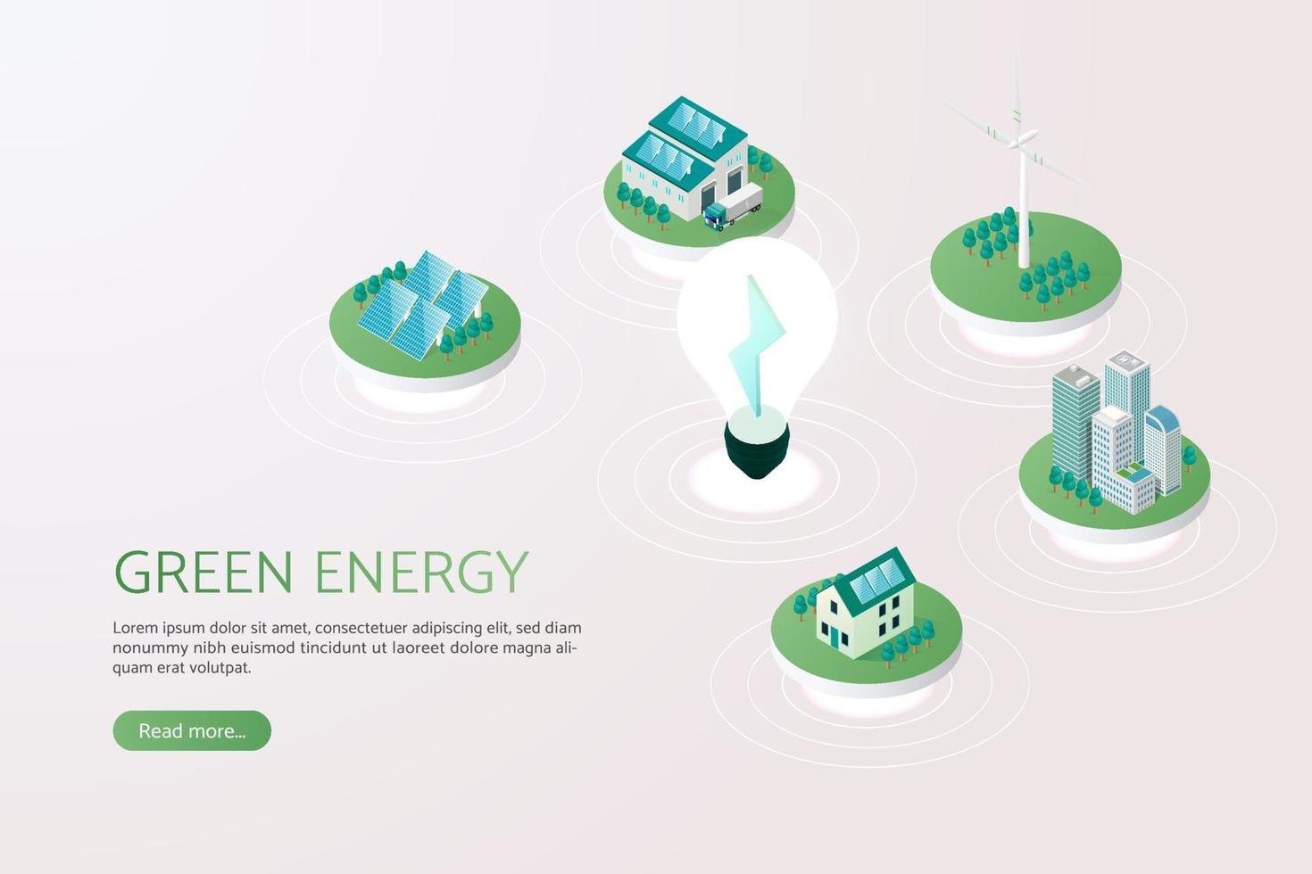 zonnepanelen zonne-energie huis dak en windmolen schone energie groen industrieel vector