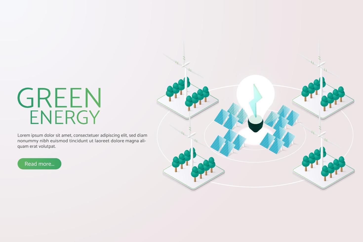 elektriciteit opwekken met zonnepanelen zonne-energie en windturbines. vector