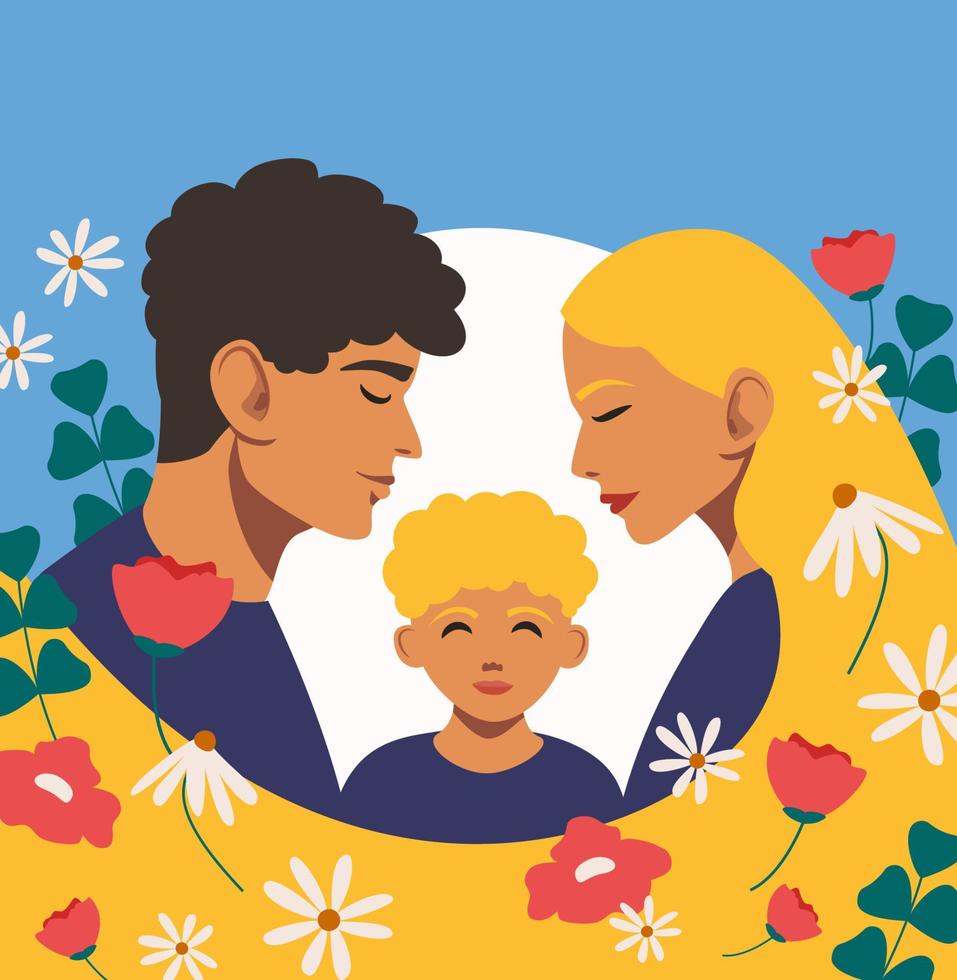 het concept van familie, liefde, bescherming. vrede in Oekraïense families. vector