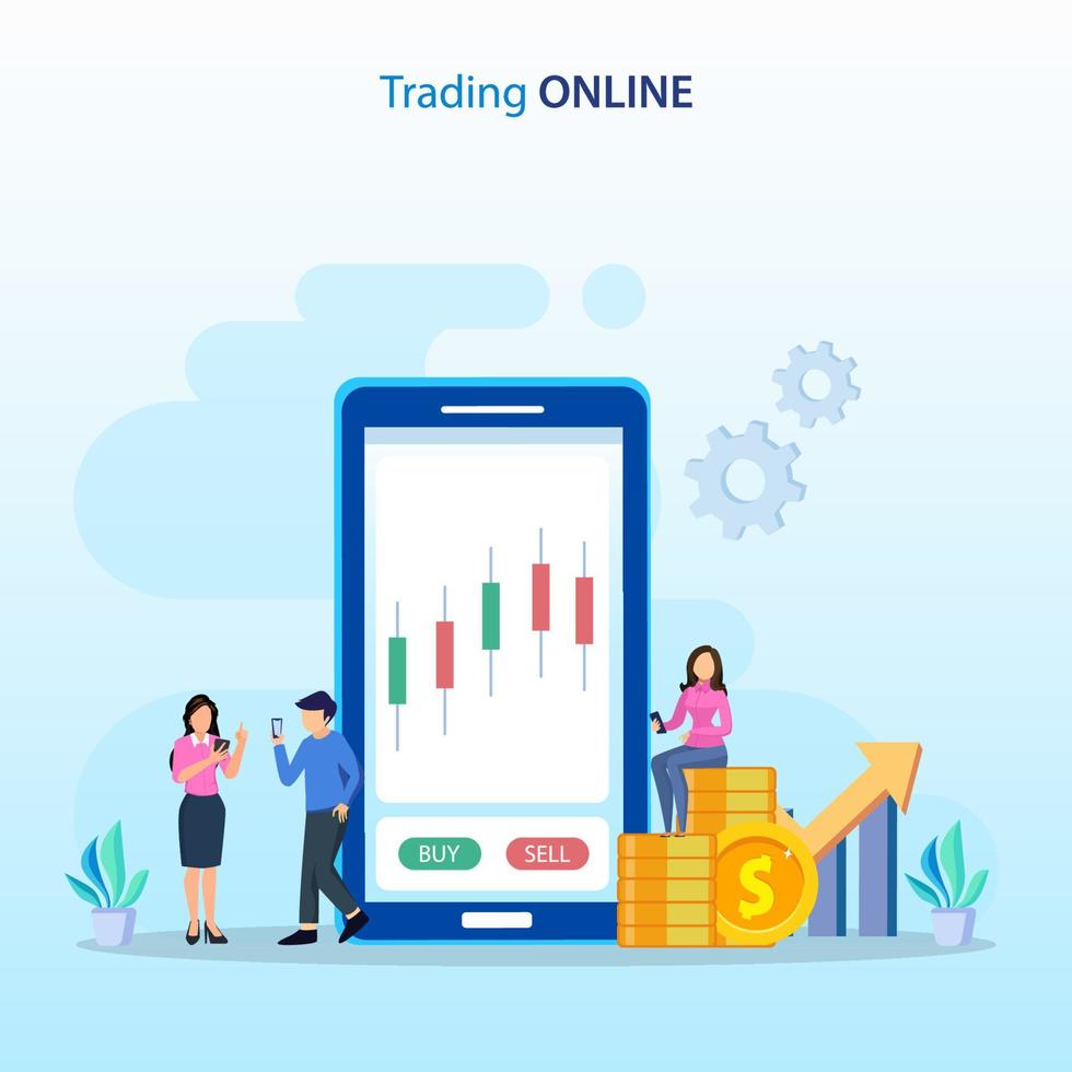online handelsconcept. forex trading strategie, beleggen in aandelen. platte vector