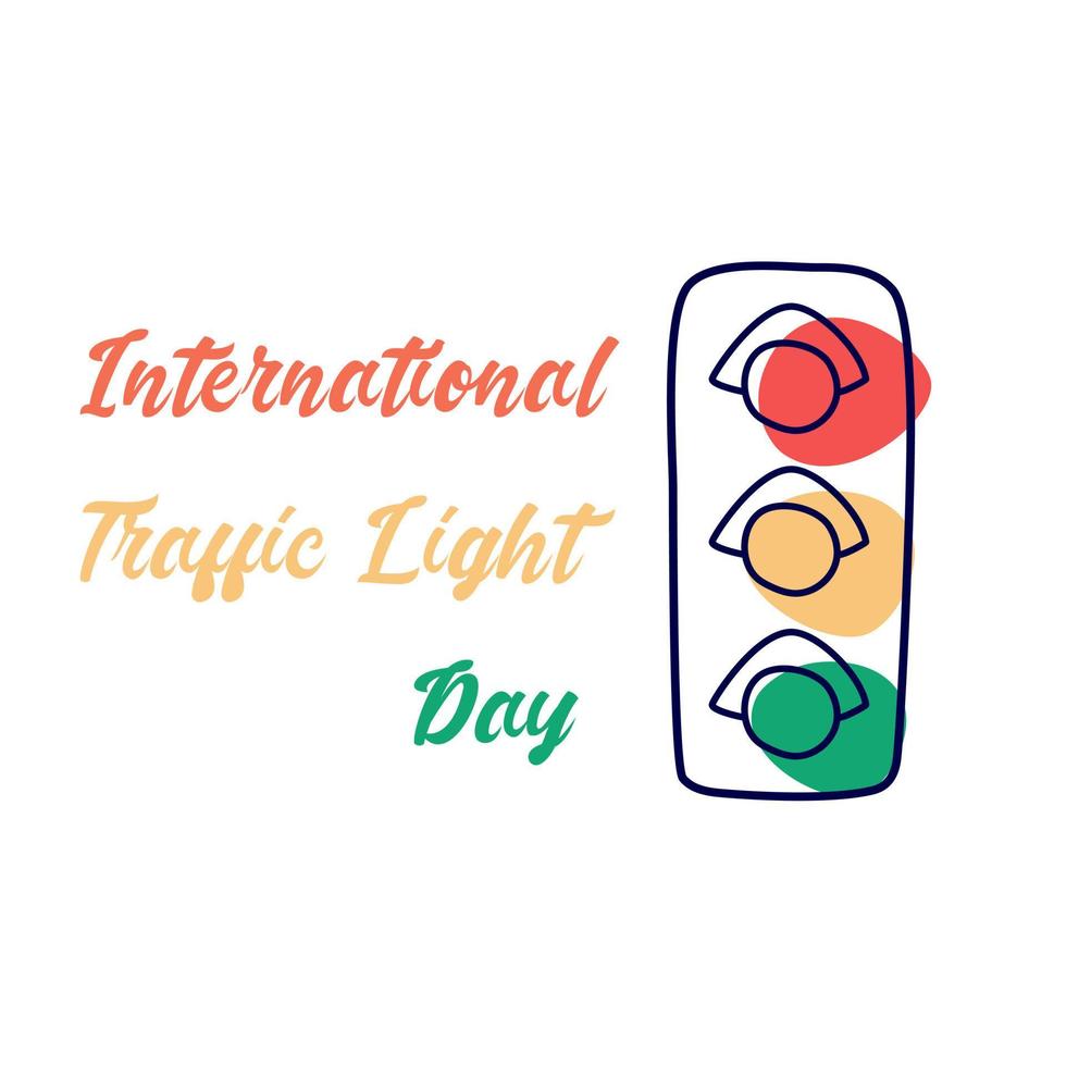 internationale dag van verkeerslichten logo, vectorillustratie met inscriptie en verkeerslicht met twee kleuren rood groen op transparante achtergrond vector