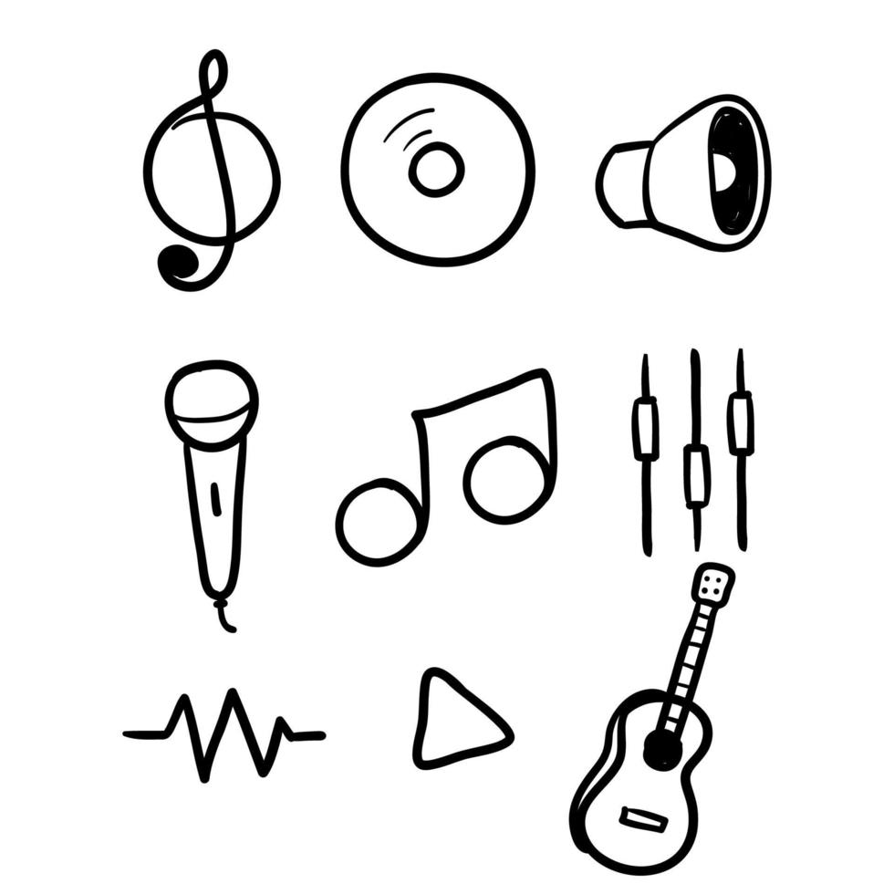 hand getrokken doodle muziek gerelateerd pictogram illustratie vector geïsoleerd