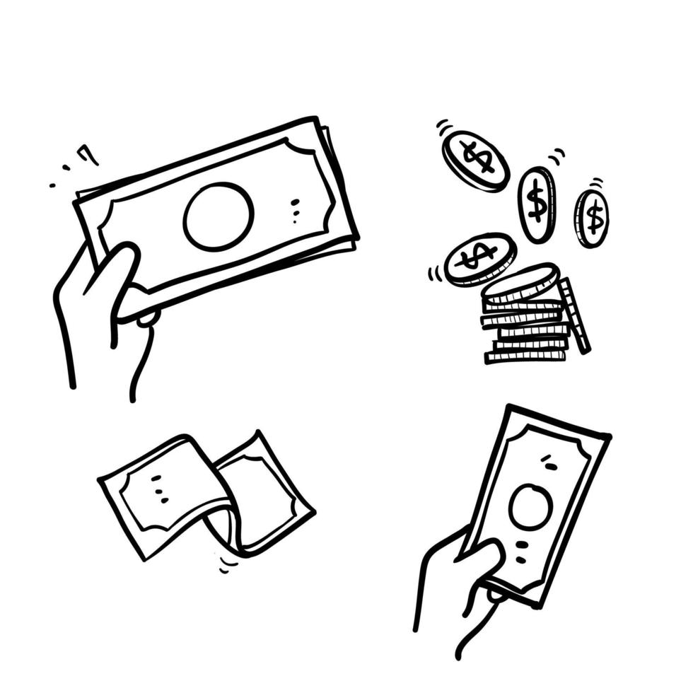 hand getrokken doodle geld illustratie vector geïsoleerd