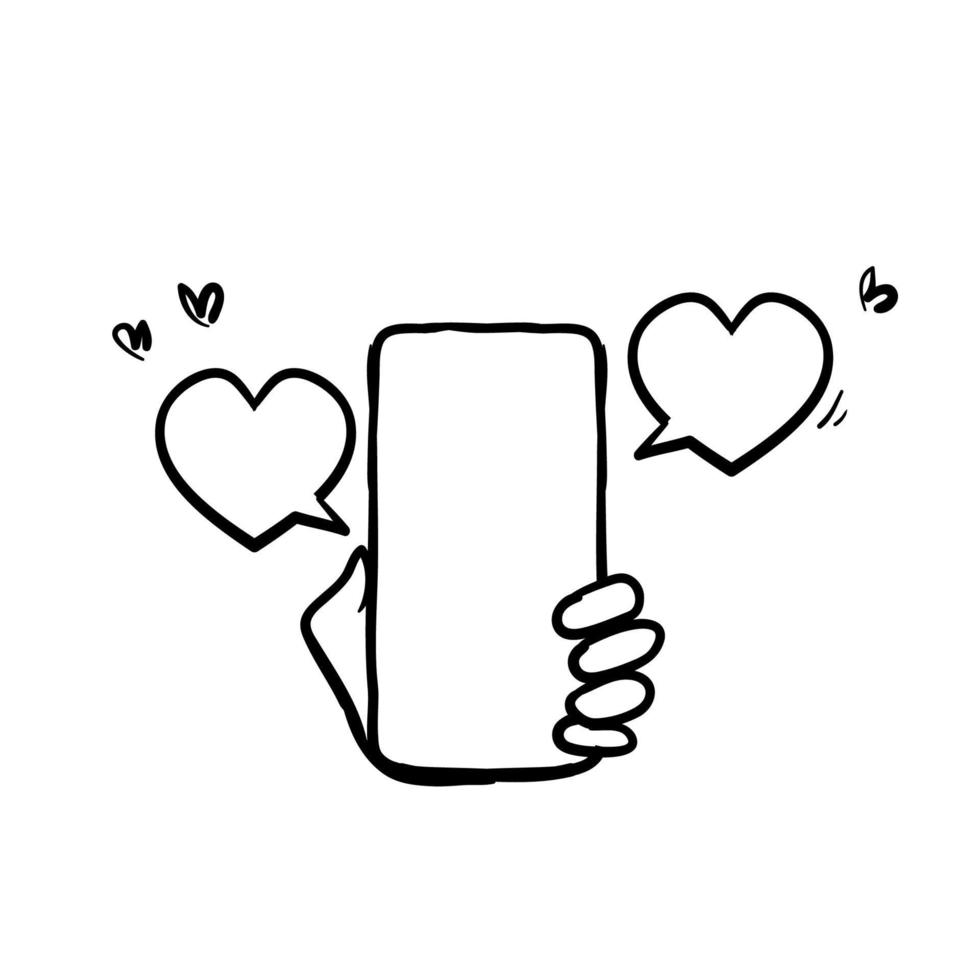 hand getrokken doodle liefde chat pictogram illustratie vector geïsoleerd