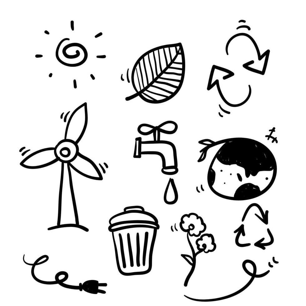 hand getrokken doodle natuur energie gerelateerd pictogram illustratie vector geïsoleerd